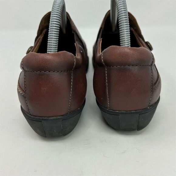 Taos Encore Women's Brown Leather Slip-On Loafers Size 9.5 Casual Fall Buttons - Picture 8 of 14